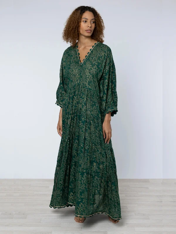 Flash Sale Pine & Gold Maxi Dress