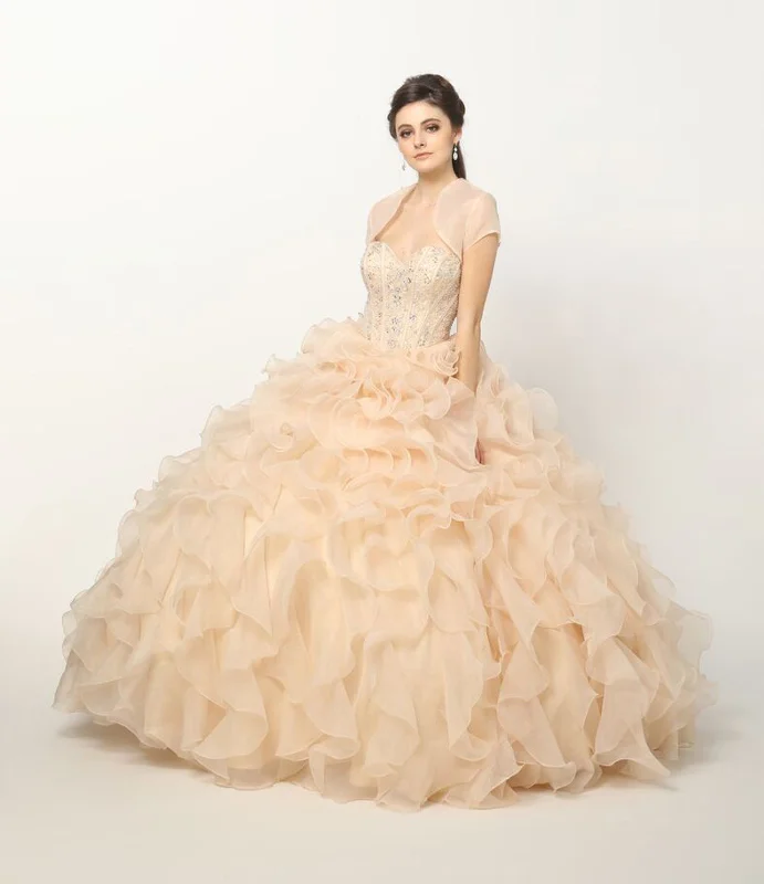 Attire Sale Ruffled Strapless Organza Ball Gown by Juliet 1418