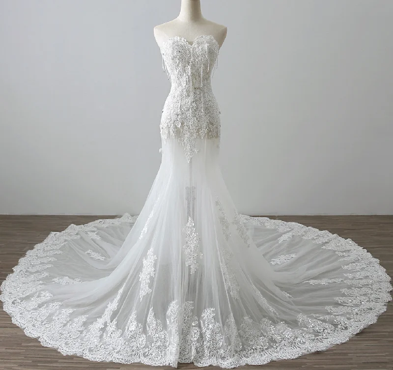 Limited Stock Women Sweetheart Wedding Dresses Long Tulle Appliques Bridal Gowns YWD022 Limited Stock Women Sweetheart Wedding Dresses Long Tulle Appliques Bridal Gowns YWD022