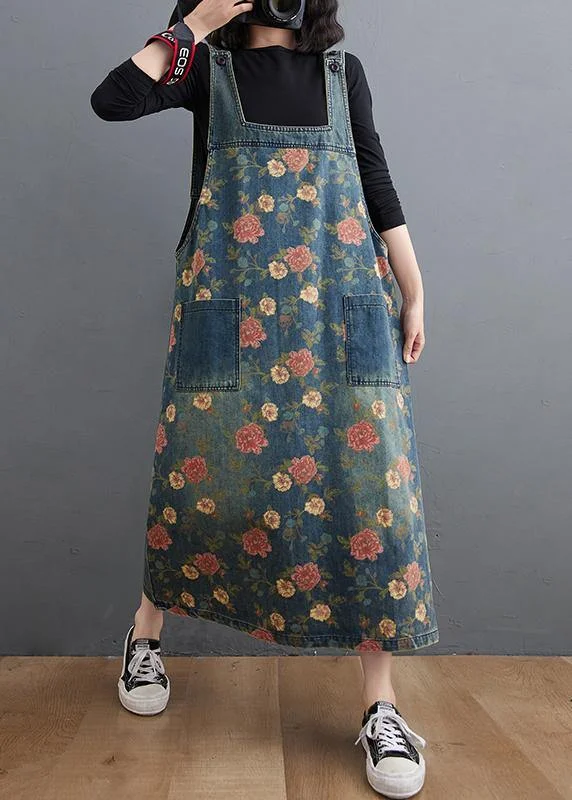 Contemporary Elegance Chic Denim Blue Print Casual Pants Plus Size Spring Jumpsuit Pants Contemporary Elegance Chic Denim Blue Print Casual Pants Plus Size Spring Jumpsuit Pants