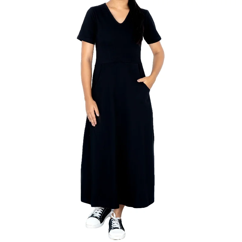 Today Only Onyx Long Midi Dress (With Waist Seam)