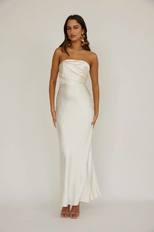 Beat The Heat In Tropical Styles Oyster Strapless Gown