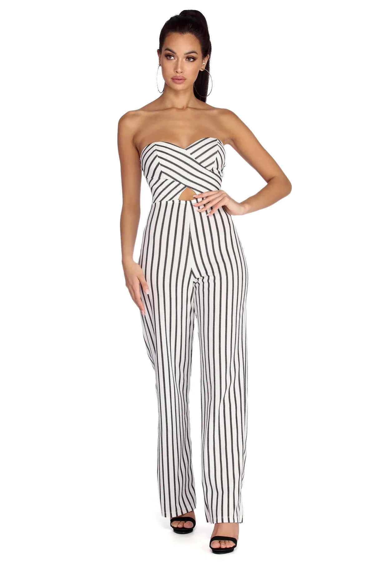 Classic Women's Fashion Stripe It Right Jumpsuit