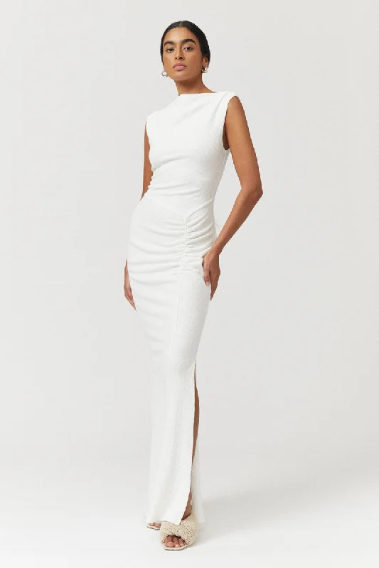 Flash Sale Fever Jacqui Rouched Front Midi Dress  - White
