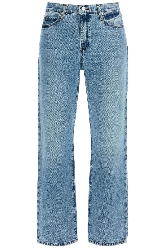 Romantic Detailing Frame Women's blue High-Waisted Straight Ankle Jeans Le Jane