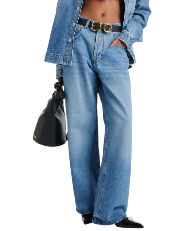 Exclusive Sale Le De-Nimes Large Denim Pants In Blue/tabac