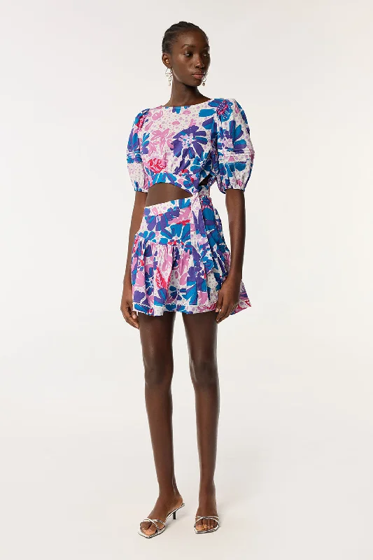 Exclusive Discount Mini Dress Chantal - Blue Artistic Flower