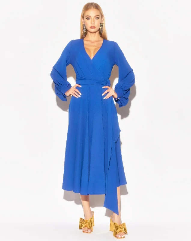 Evening Elegance LilyPad Midi Dress - Royal