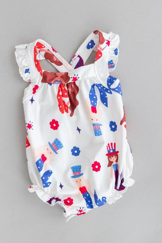 Flowy Fabric Mer-Made in the USA Ruffle Cross Back Romper