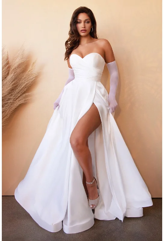Boutique Styles SATIN STRAPLESS BRIDAL BALL GOWN