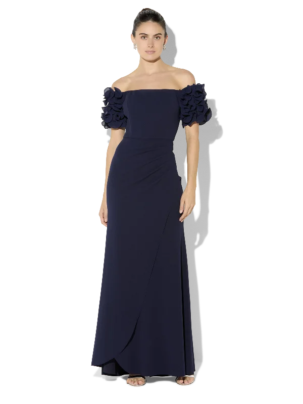 New Season Fashion Preview Sale Diana Navy Ruffle Sleeve Gown