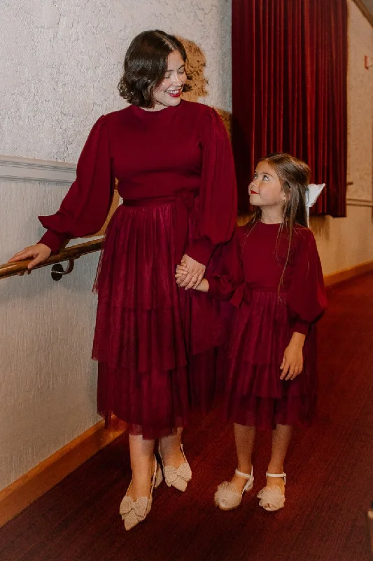 New In This Season Cosette Midi Dress in Wine - FINAL SALE