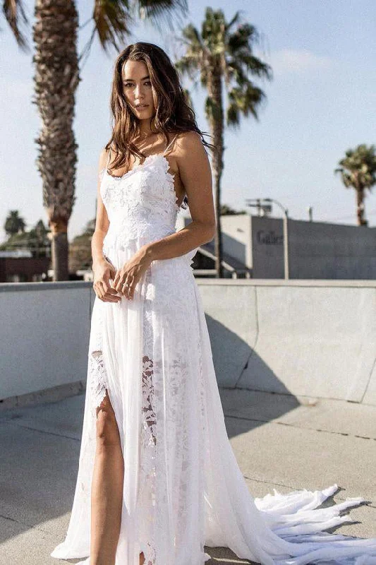 Alluring Design Bohemian Wedding Dresses Spaghetti Straps Long Beach Wedding Gown N959 Alluring Design Bohemian Wedding Dresses Spaghetti Straps Long Beach Wedding Gown N959