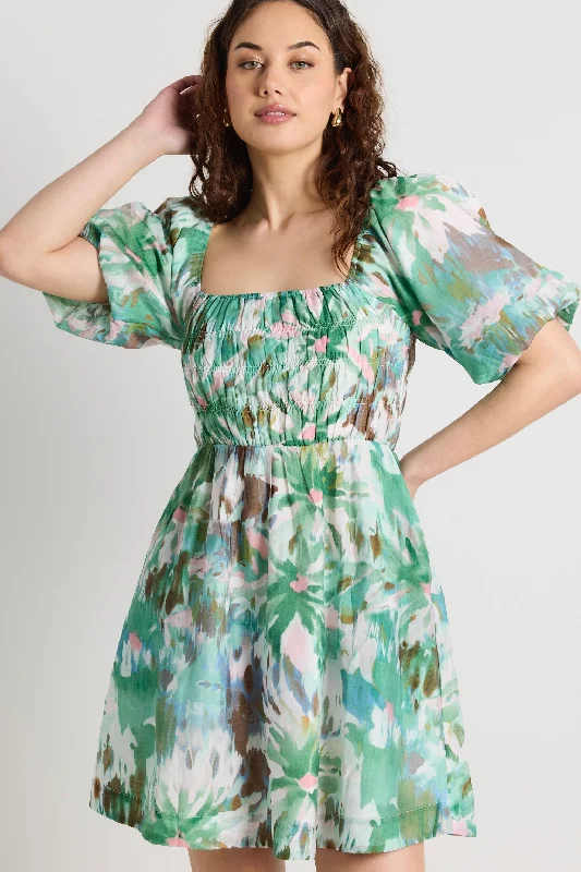 Trendy Fashion For Women Dance Jungle Puff Sleeve Mini Dress