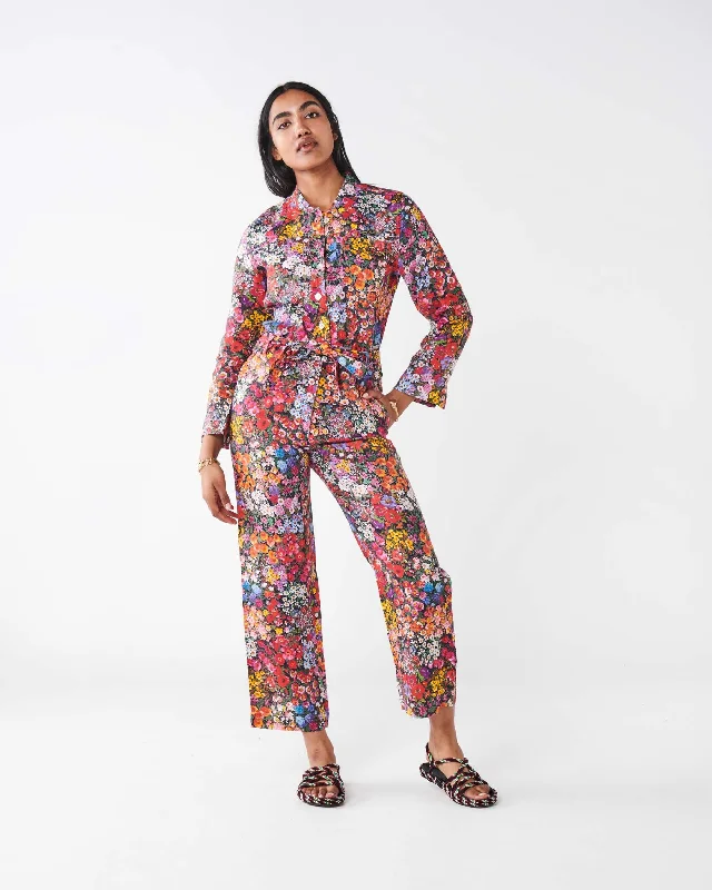 Premium Fashion Forever Floral Black Linen Long Sleeve Jumpsuit