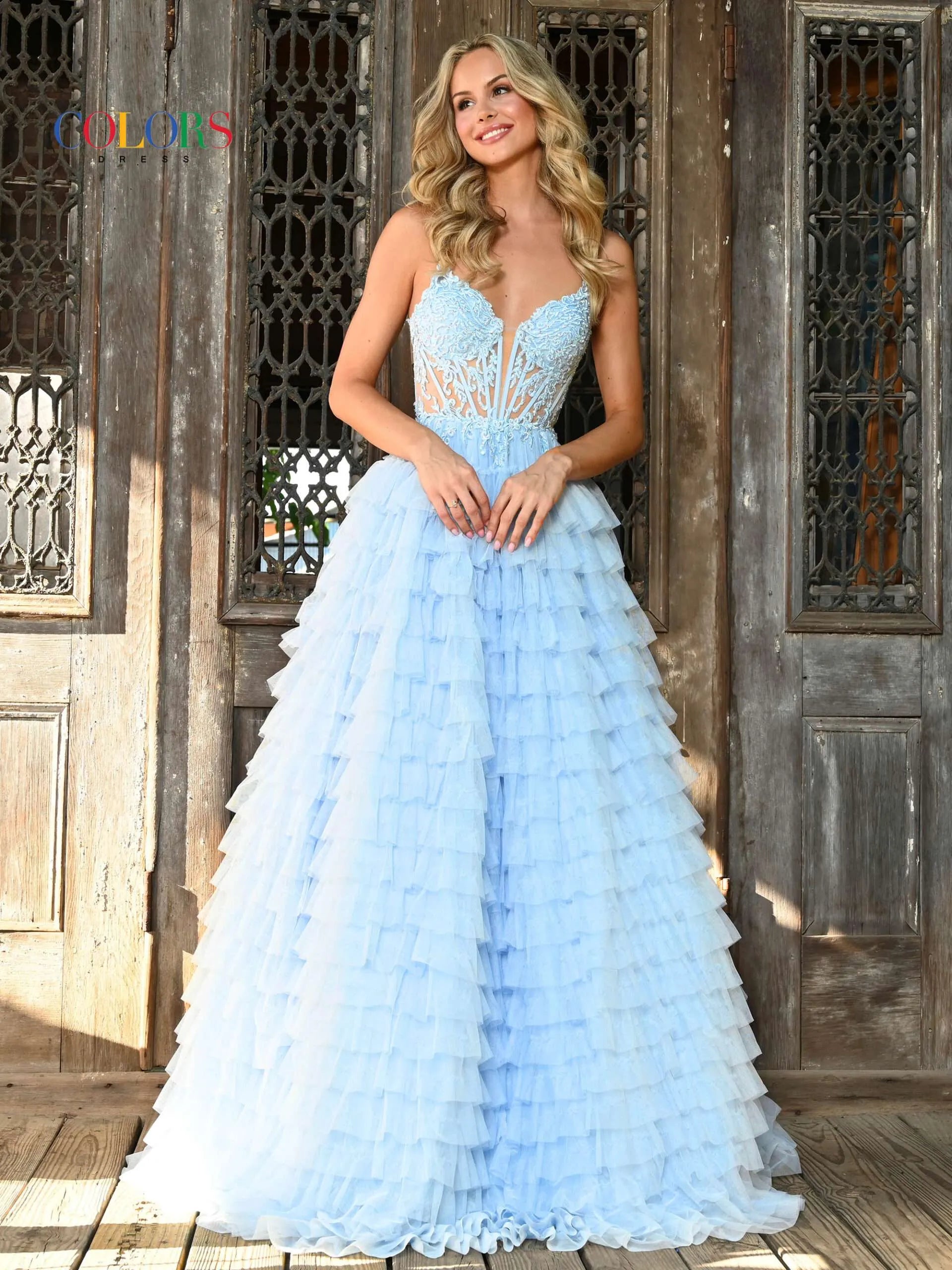 Sophisticated Fashion Colors Dress 3219 Size 10 Blue Long Sheer Lace Corset Ball Gown Prom Dress Corset Ruffle Layer Formal Gown Sophisticated Fashion Colors Dress 3219 Size 10 Blue Long Sheer Lace Corset Ball Gown Prom Dress Corset Ruffle Layer Formal Gown