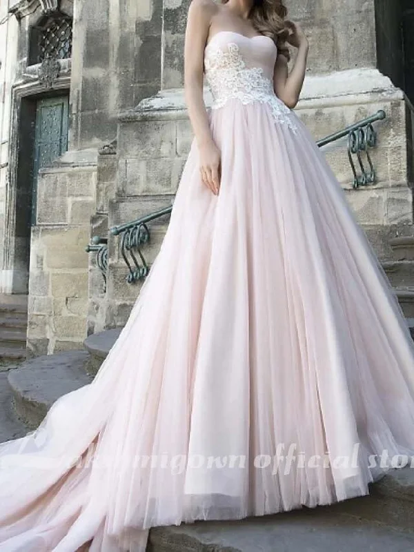 Mid - Week Surprise Roycebridal A-Line Wedding Dresses V Neck Sweep / Brush Train