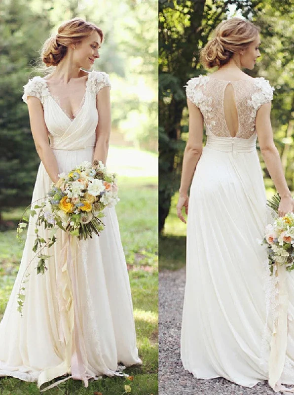 Special Offer A-Line V-Neck Ivory Chiffon Beach Wedding Dress with Appliques OW636 Special Offer A-Line V-Neck Ivory Chiffon Beach Wedding Dress with Appliques OW636
