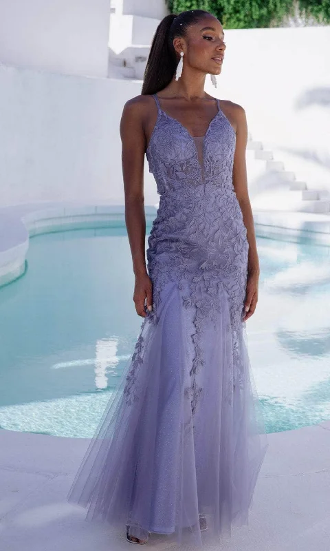 All Season Basics Discount Eureka Fashion 9958 - Embroidered Sleeveless Prom Gown