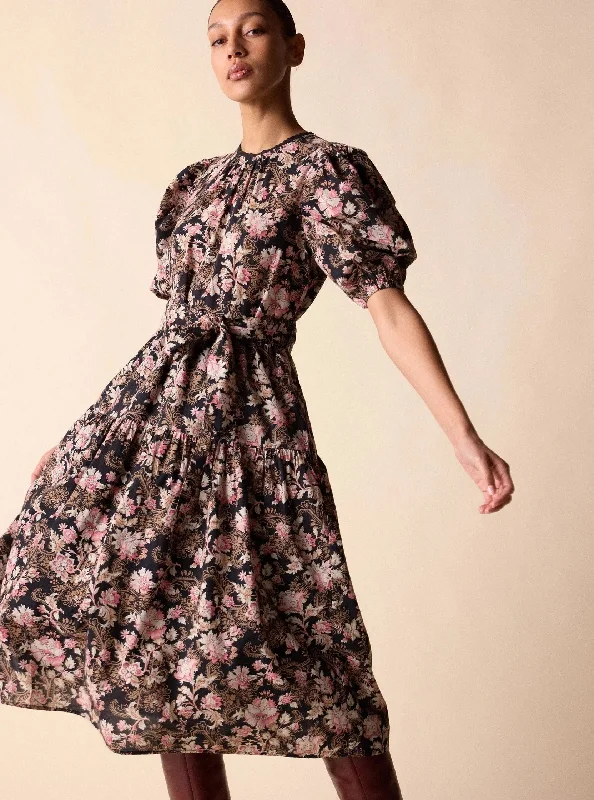 Chic Allure Ciel Midi Dress in Belladonna Print