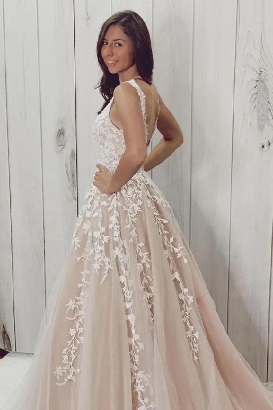 Holiday Attire Sale Ivory lace appliqued long prom formal dress wedding dress cg20613 Holiday Attire Sale Ivory lace appliqued long prom formal dress wedding dress cg20613