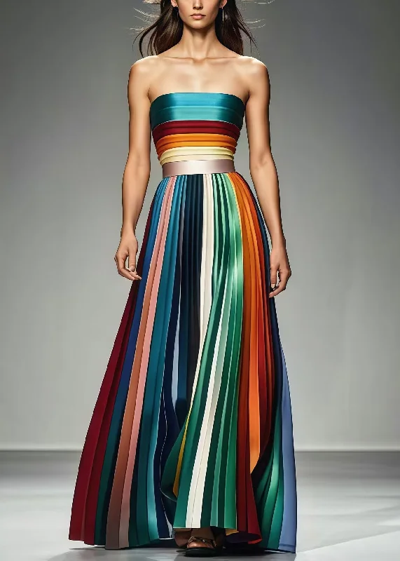 Fashion Forward Style Boho Multicolor Cold Shoulder Silm Fit Chiffon Strapless Pleated Summer Fashion Forward Style Boho Multicolor Cold Shoulder Silm Fit Chiffon Strapless Pleated Summer