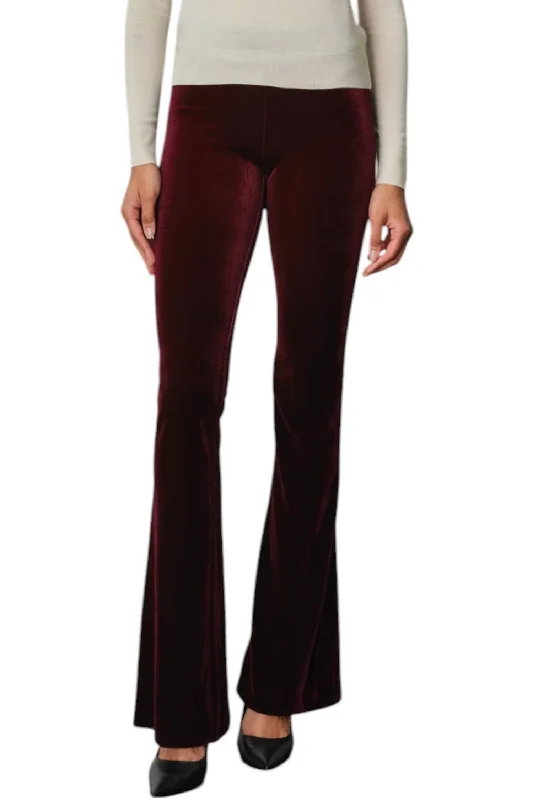 Casual Chic Bellini Velvet Pants In Burgundy