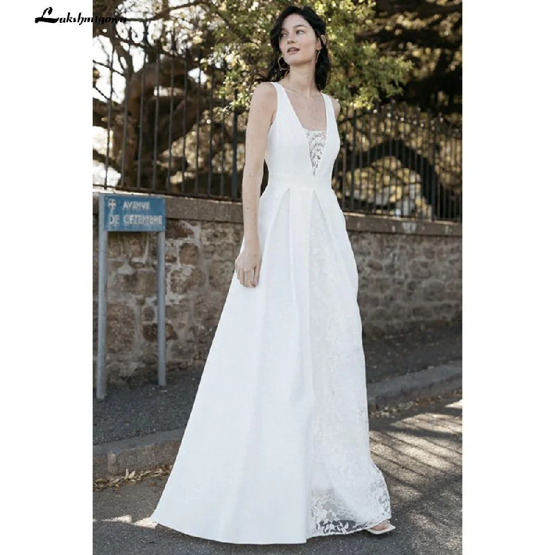 Vintage Look Roycebridal A Line Lace Sleeveless Beach Boho Romantic Wedding Dresses Vintage Look Roycebridal A Line Lace Sleeveless Beach Boho Romantic Wedding Dresses