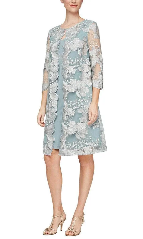 Evening Looks Alex Evenings - 82122202 Embroidered Lace Jacket Midi Dress