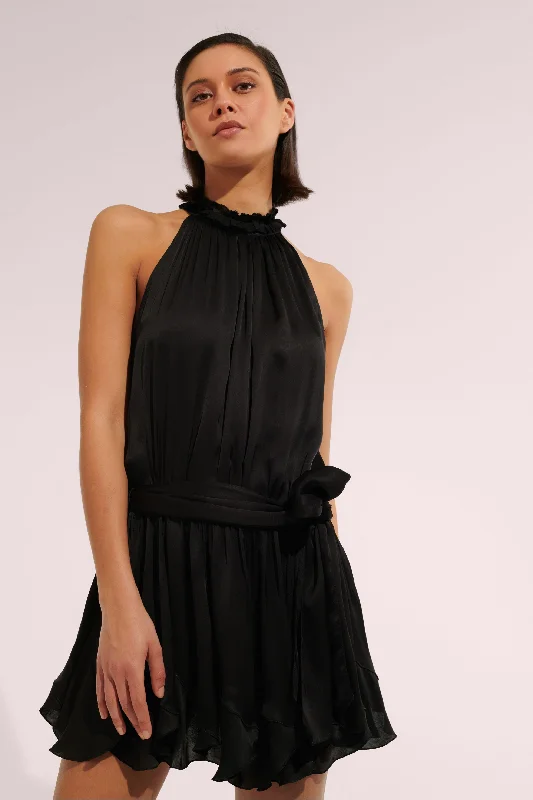 Vibrant Femme Fashion Mini Dress Bianca - Black