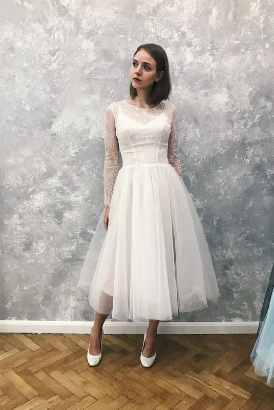 Subtle Sophistication Short wedding dress, Long sleeve tulle wedding homecoming dress cg9934 Subtle Sophistication Short wedding dress, Long sleeve tulle wedding homecoming dress cg9934
