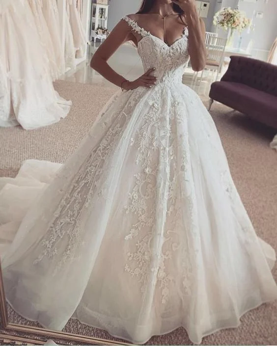 Style Upgrade Elegant Wedding Dress Ball Gown Lace Sweetheart Off The Shoulder prom dress    cg22503