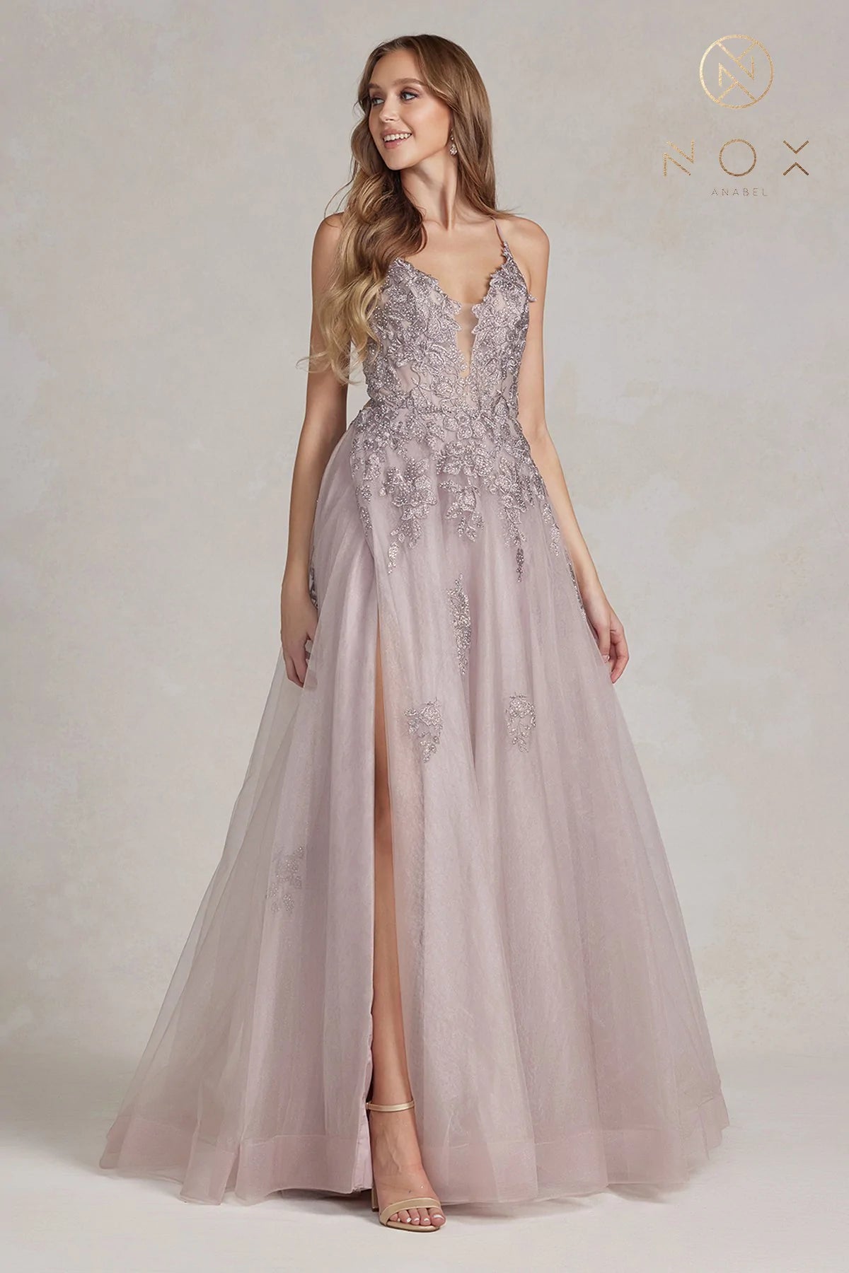 Limited Time Offer Nox Anabel G1149 Size 12 Mauve A Line Sheer Lace Maxi Slit Prom Dress Backless Corset Formal Gown Limited Time Offer Nox Anabel G1149 Size 12 Mauve A Line Sheer Lace Maxi Slit Prom Dress Backless Corset Formal Gown