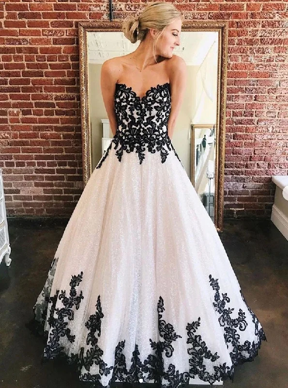 End Of Month Blowout Sweetheart Black Lace Appliques Tulle Long Prom Wedding Dresses PO126 End Of Month Blowout Sweetheart Black Lace Appliques Tulle Long Prom Wedding Dresses PO126
