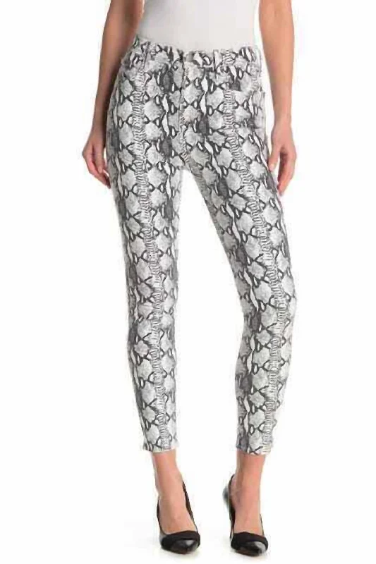 Wardrobe Update Ali High Rise Python Snake Print Cigarette Jeans In White