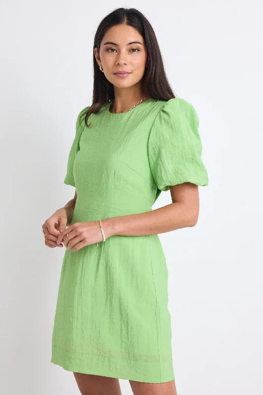 High End Women's Wear Emory Apple Puff Sleeve Tie Mini Dress