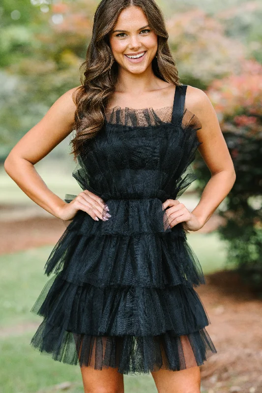 Bold Silhouette Doing The Most Black Tulle Dress