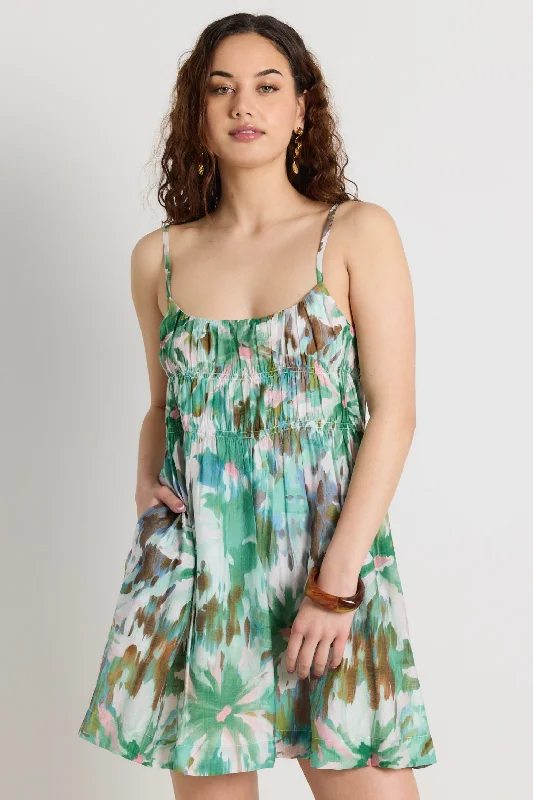 Classic Women's Fashion Tropic Jungle Strappy Tiered Mini Dress