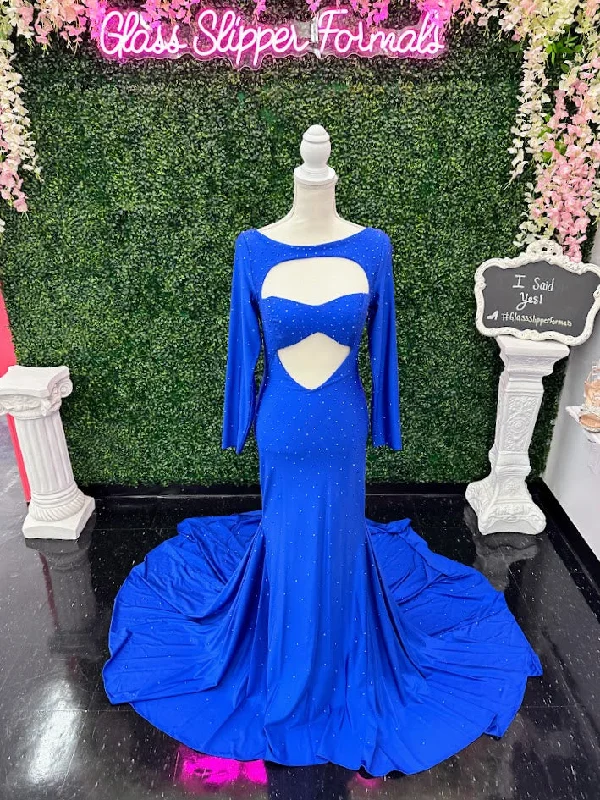 Classic Appeal Johnathan Kayne 2639 Size 4 Royal Long Sleeve Fitted Cutout Formal Prom Dress Evening Gown Crystals Classic Appeal Johnathan Kayne 2639 Size 4 Royal Long Sleeve Fitted Cutout Formal Prom Dress Evening Gown Crystals