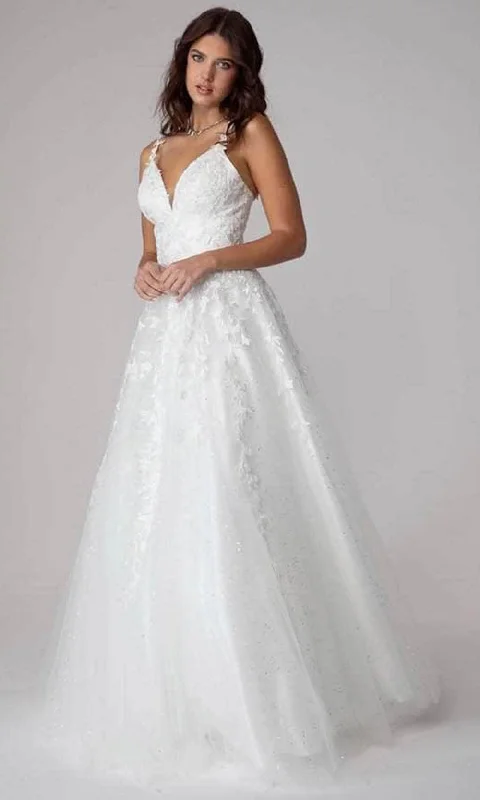 Fashion Sale Eureka Fashion 9858 - Embroidered Sleeveless V-neck Long Gown