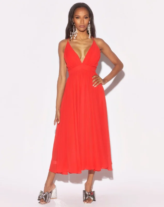 Fashion Essentials Enchanted Garden Midi Dress - Cherry