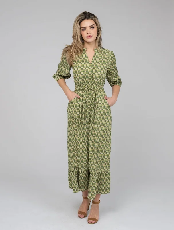 Classic Charm The Lily Midi Dress | Green Blocks