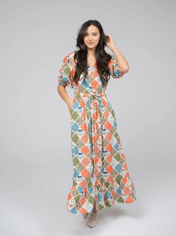 Lightweight Fabric The Lily Midi Dress | Fall Patchwork