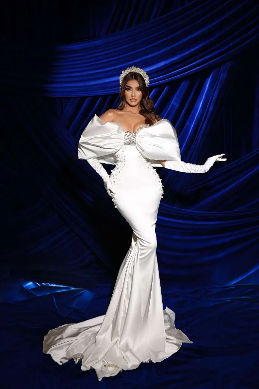 Fashionista Favorites Mermaid Satin Dress with Bow Corset Bustier