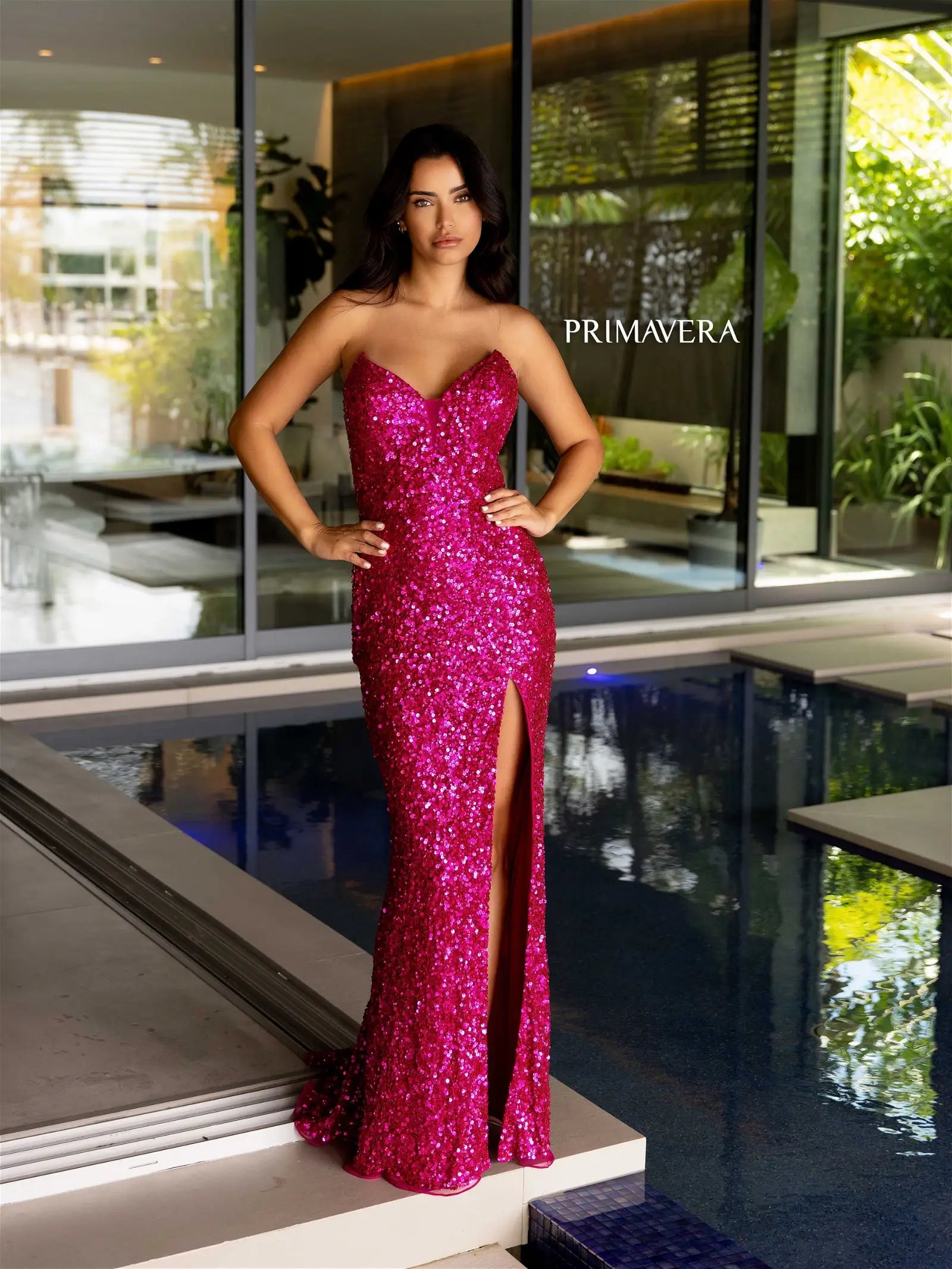Stylish Savings Primavera Couture 4192 Size 00,8,14 Fuchsia Sequin Strapless Prom Dress Peak Point Pageant Gown Slit Formal Stylish Savings Primavera Couture 4192 Size 00,8,14 Fuchsia Sequin Strapless Prom Dress Peak Point Pageant Gown Slit Formal