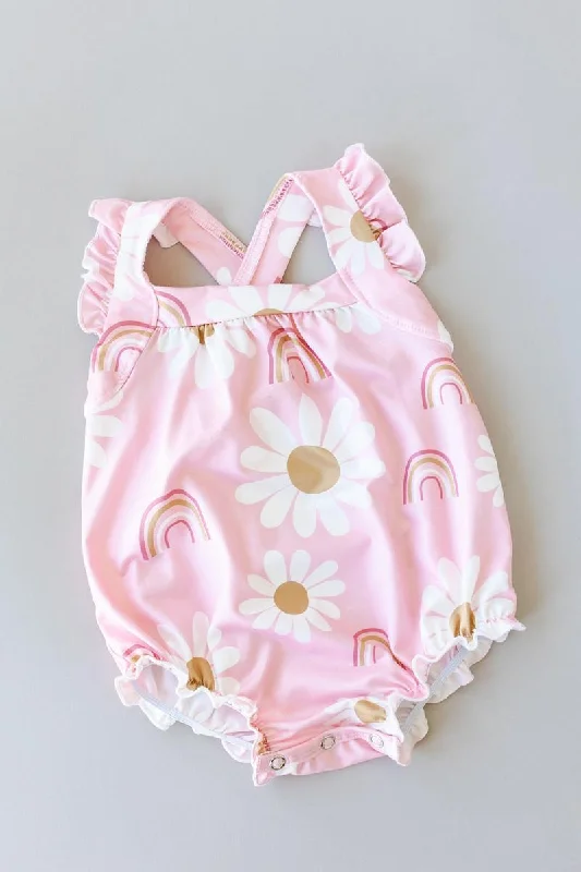 Urban Sophistication You are My Sunshine Ruffle Cross Back Romper