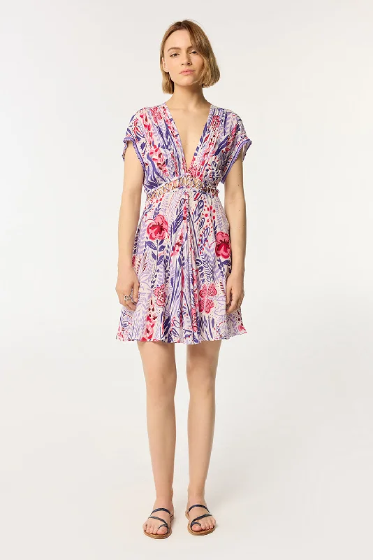 Chic Styles Mini Dress Cecile - Lilac Plum