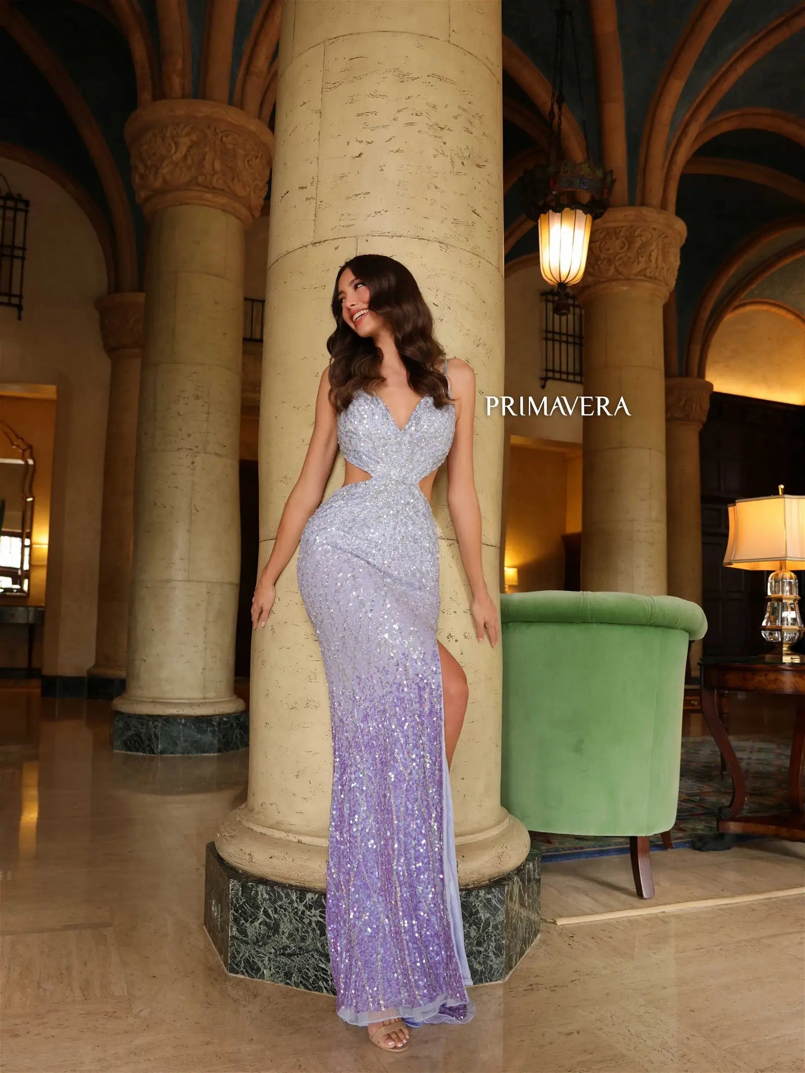 Vibrant Femme Fashion Primavera Couture 4136 Size 0 Lilac Sequin Cutout Backless Corset Prom Dress Slit Ombre Beaded Gown Vibrant Femme Fashion Primavera Couture 4136 Size 0 Lilac Sequin Cutout Backless Corset Prom Dress Slit Ombre Beaded Gown