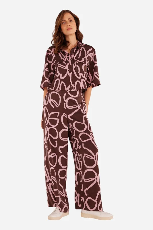 Elegant Contour MINKPINK Emmy Wide Leg Pant Brown/Pink