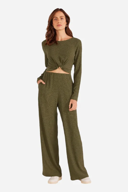 Effortless Sophistication MINKPINK Emmerson Wide Leg Pant Forest